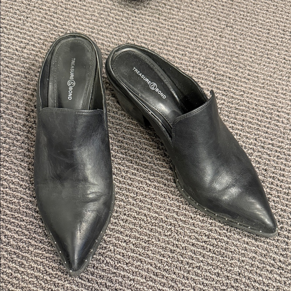 Treasure & Bond Black Leather Mules